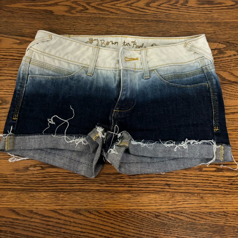 Ombre Denim Jean Shorts - White to Dark Blue